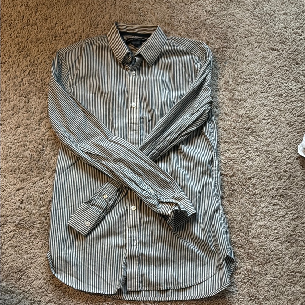Men's Striped Blue and Cream Shirt